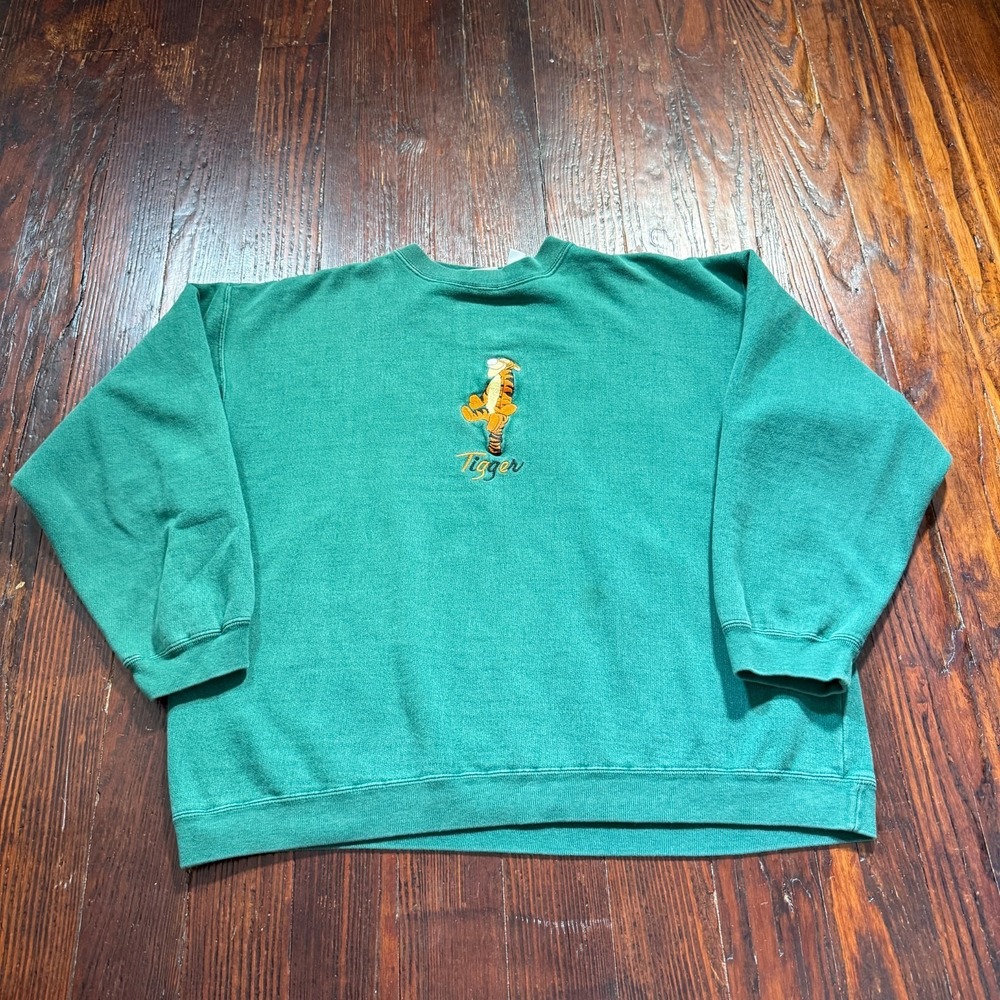 Vintage Tigger Sweatshirt Mens L Green Winnie The Pooh Embroidered 90s **READ**